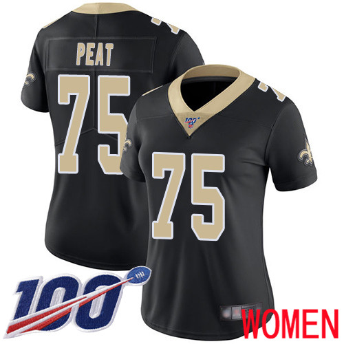 New Orleans Saints Limited Black Women Andrus Peat Home Jersey NFL Football 75 100th Season Vapor Untouchable Jersey